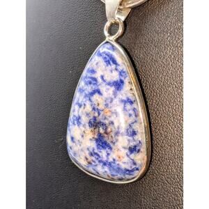 Large Silver Tone Set Sodalite Pendant (Only)